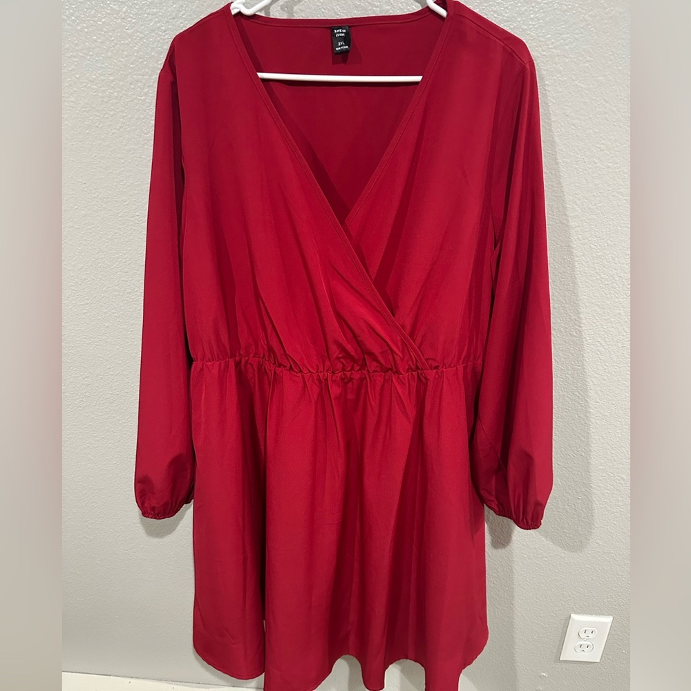 Red long sleeve event dress